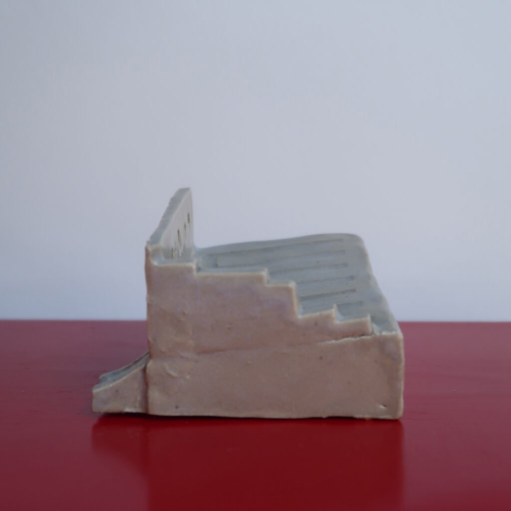 handbuilt self-draining ceramic soap dish the shape of ruins
