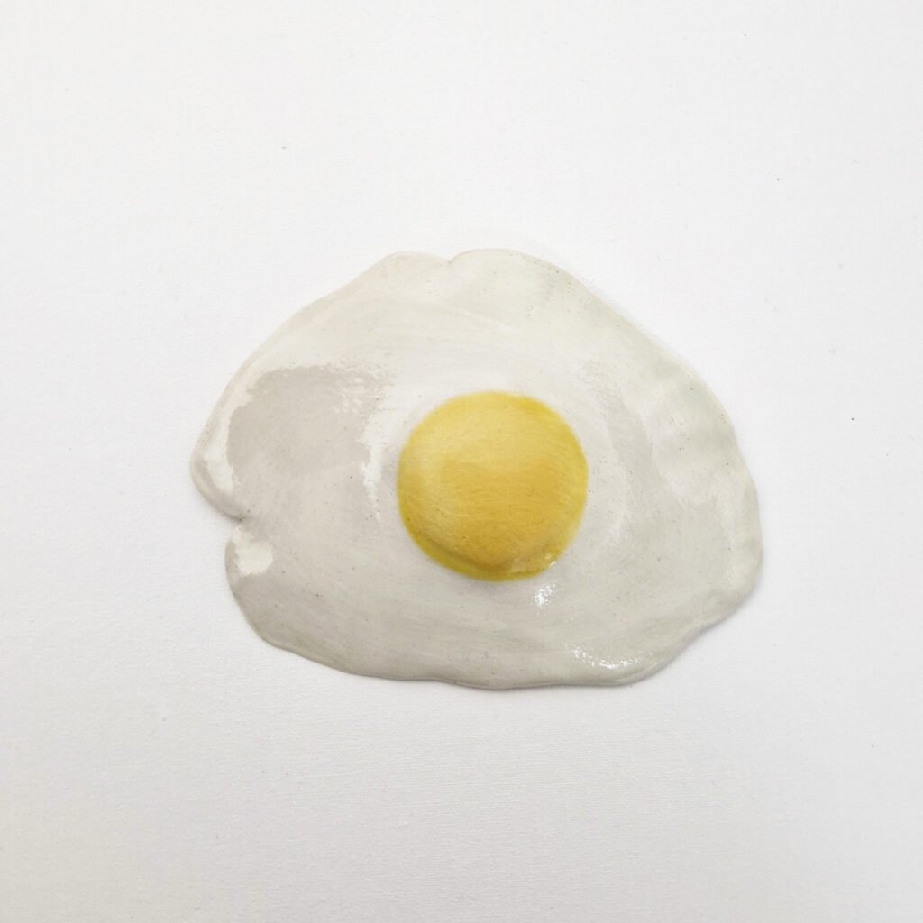 ceramic fried egg brooch