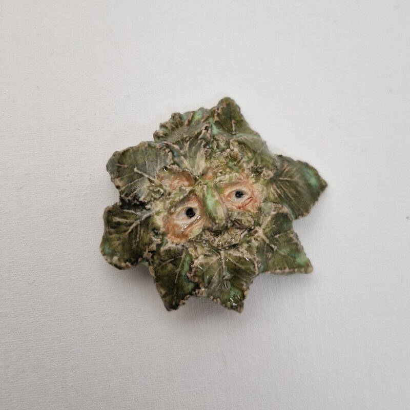 ceramic green man brooch